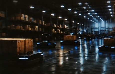 Warehouse environment with an autonomous logistics robot
